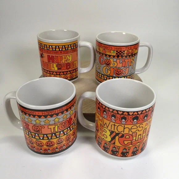 Vintage Love N Stuff Halloween Mugs Set of 4 - Picture 1 of 10
